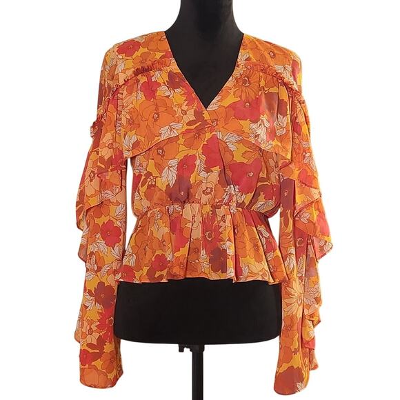 HOUSE OF HARLOW 1960 Makana Blouse in 70s Floral, Size Small - Picture 1 of 13
